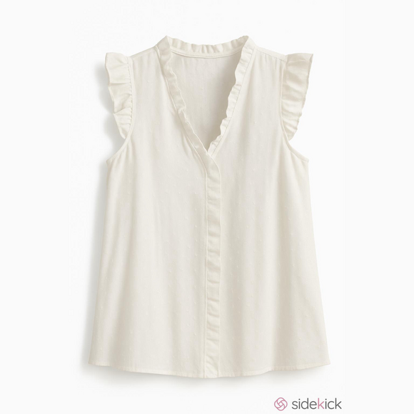 White Ruffle Sleeve Top 0XL - Picture 4 of 4